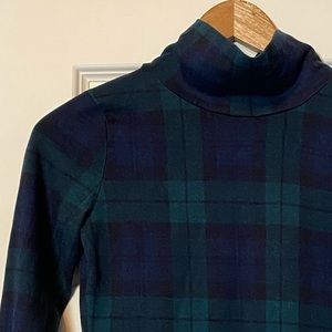 Ann Taylor Plaid Turtleneck Top